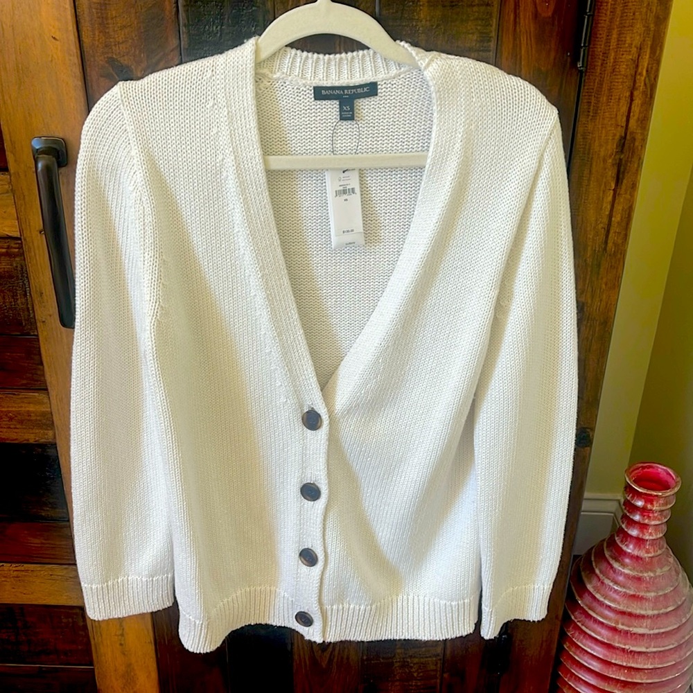 Cream cardigan from Banana Republic